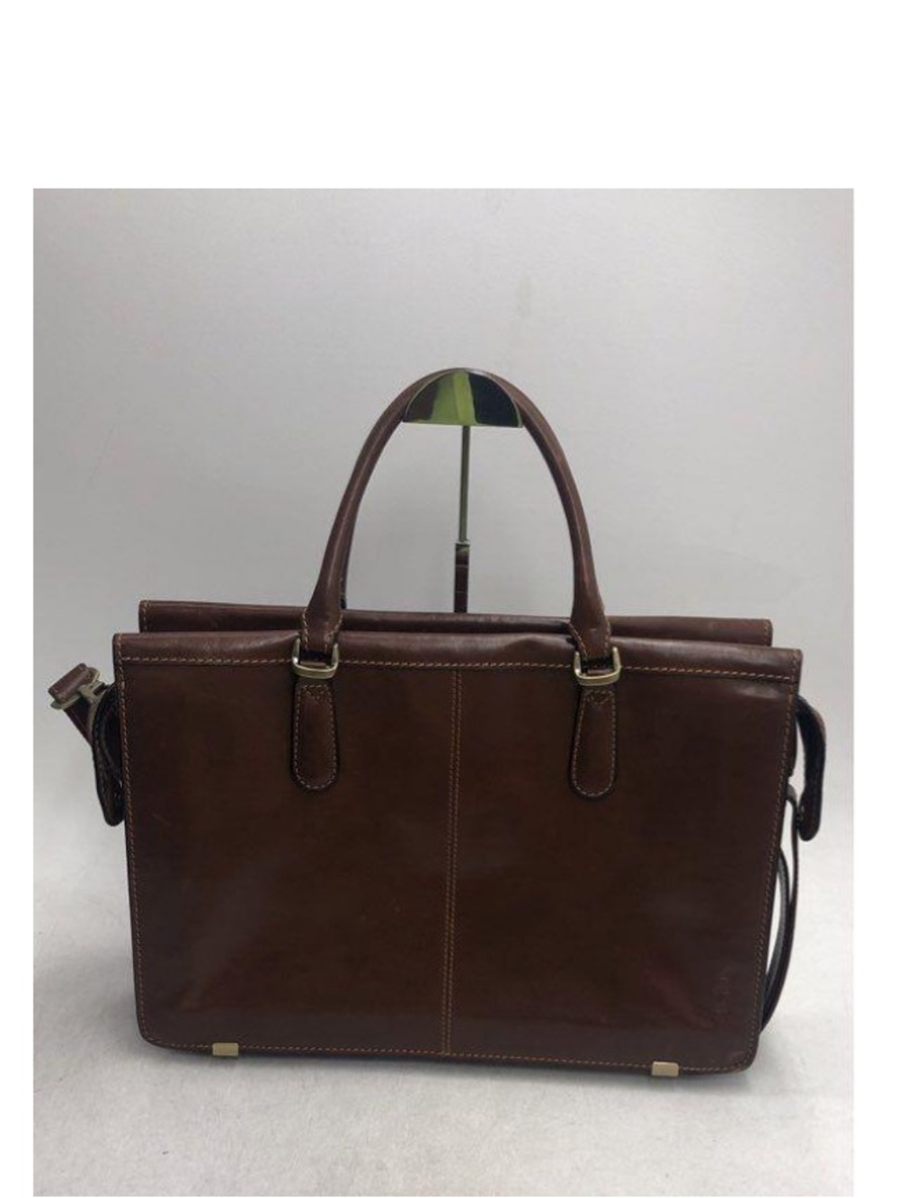 Tony Perotti Italian Leather Brown Laptop Briefcase Crossbody Bag